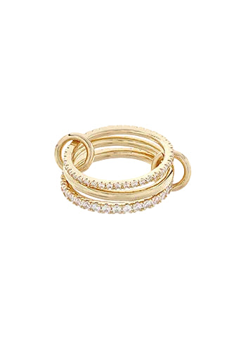 Brass CZ 4 Layered Ring  - Gold