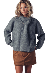 Detachable Scarf Button Wool Blend Sweater