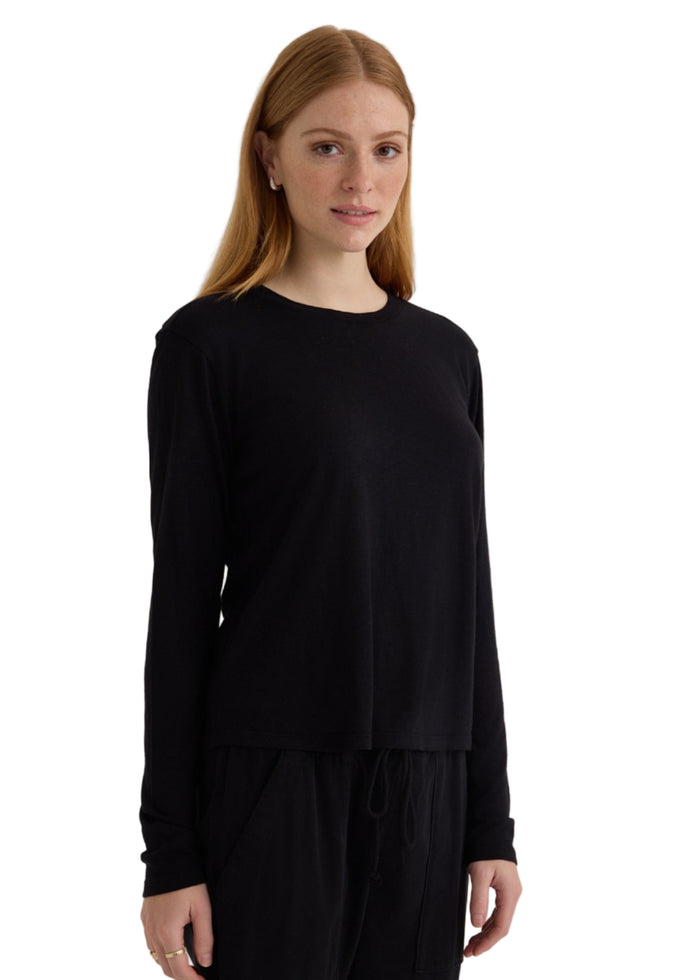Long Sleeve Crew Neck Tee - Black
