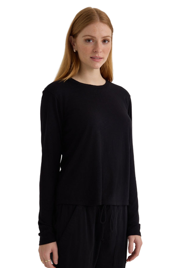 Long Sleeve Crew Neck Tee - Black