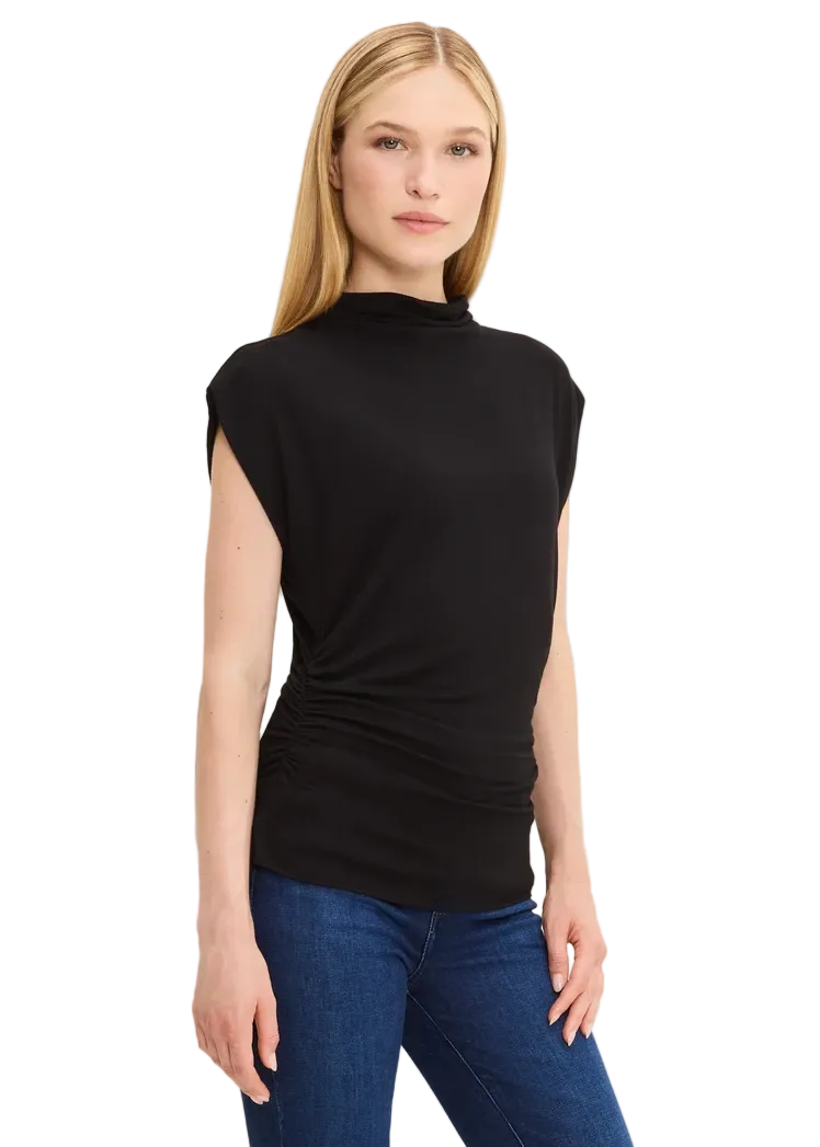 Mina Mock Neck Power Shoulder Top