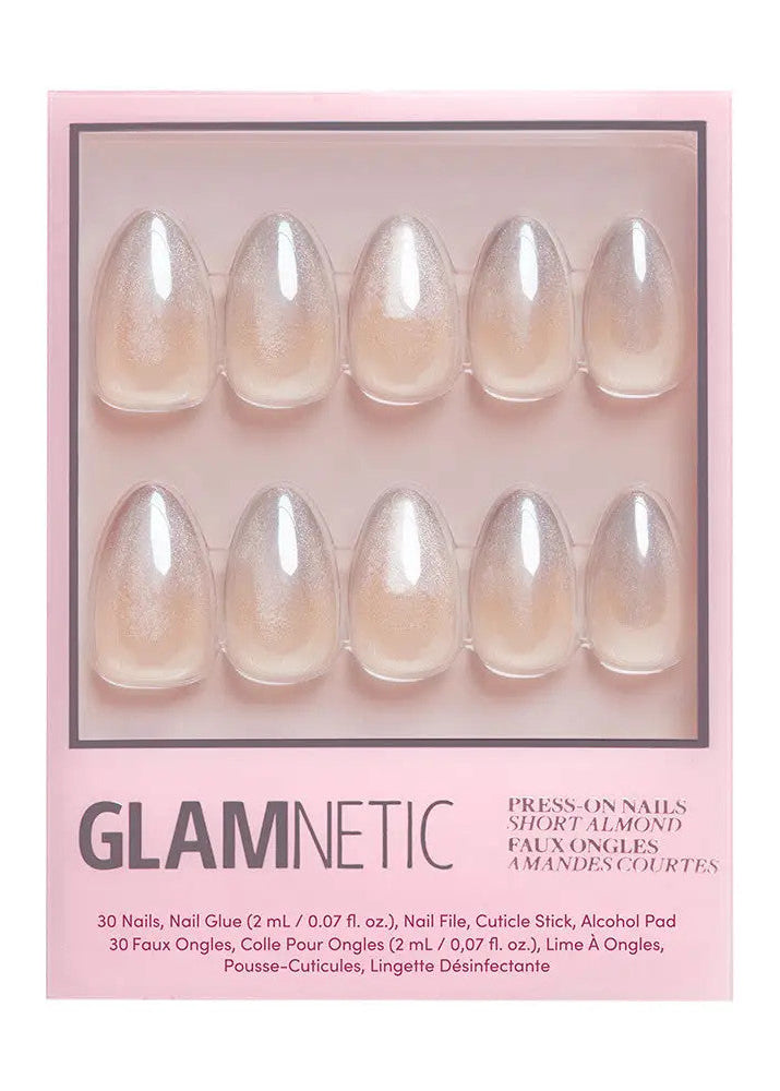 Polar Night Press-On Nails | Short Almond Silver Velvet