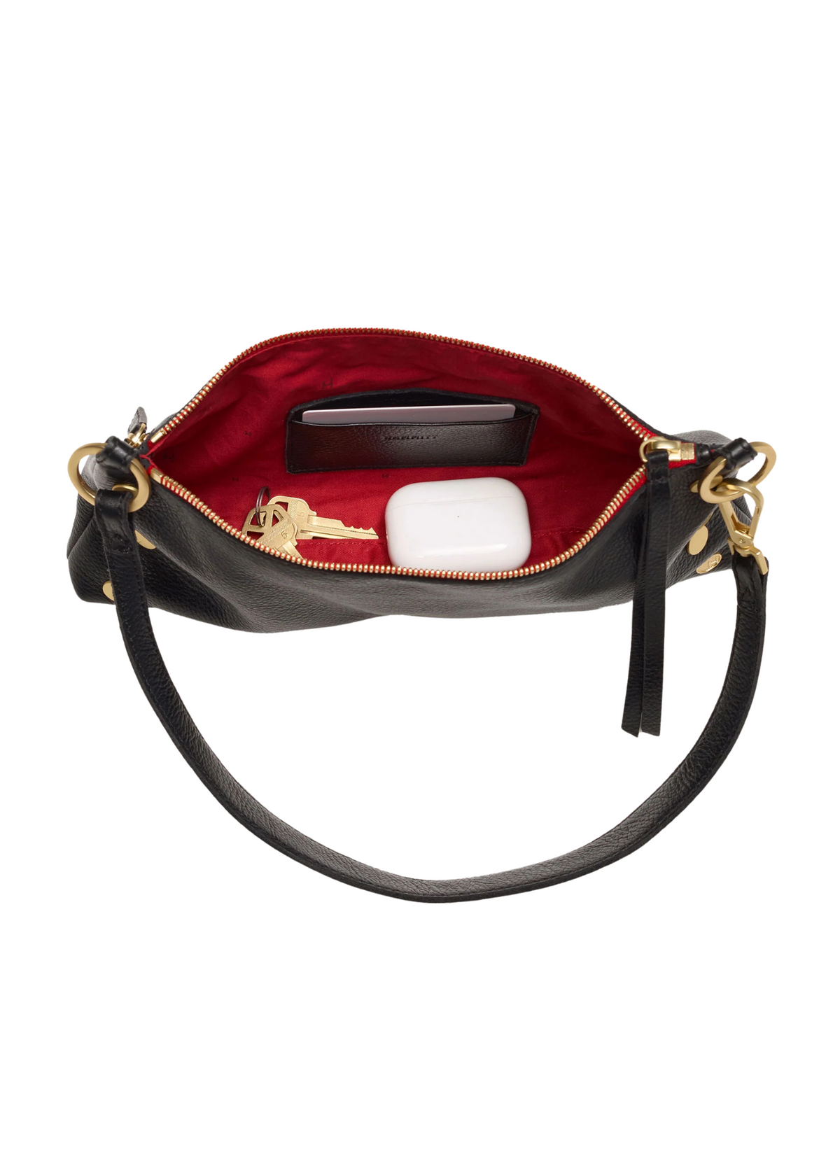 Kyle Purse - Black/brushed Gold Red Zip