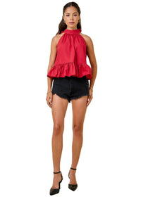 Halter Neck Gathered Peplum Top
