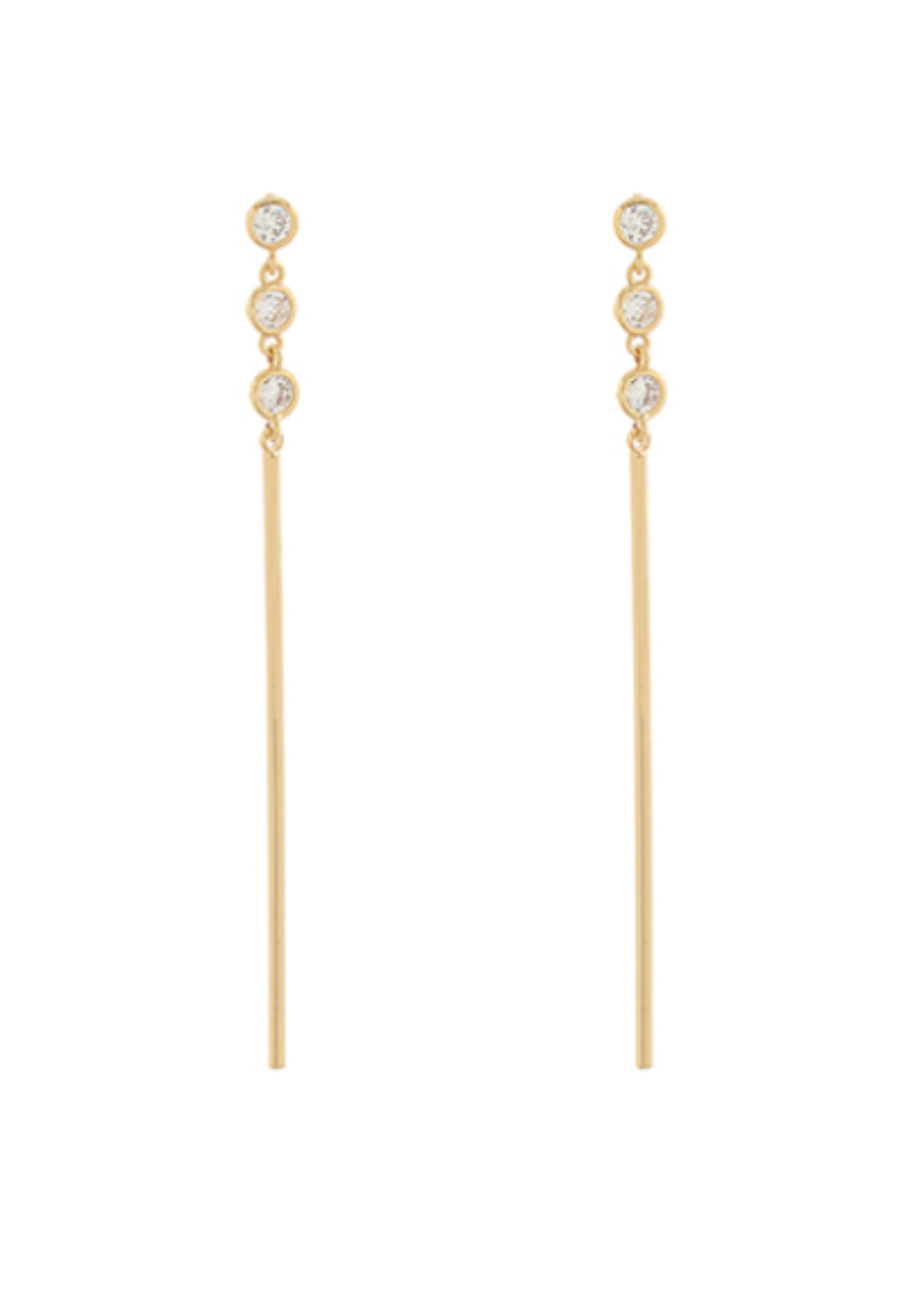 Linear CZ & Bar Earrings- Gold/Clear
