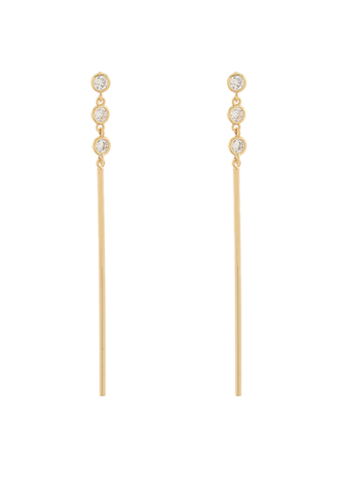 Linear CZ & Bar Earrings- Gold/Clear