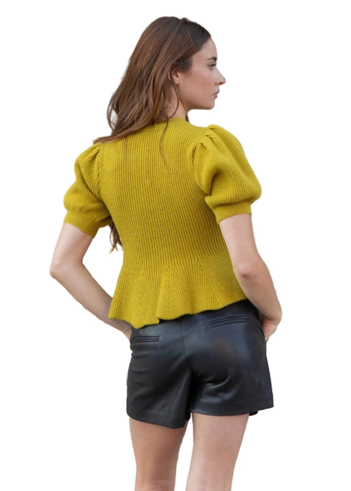 Flared Puff Sleeve Knit Top