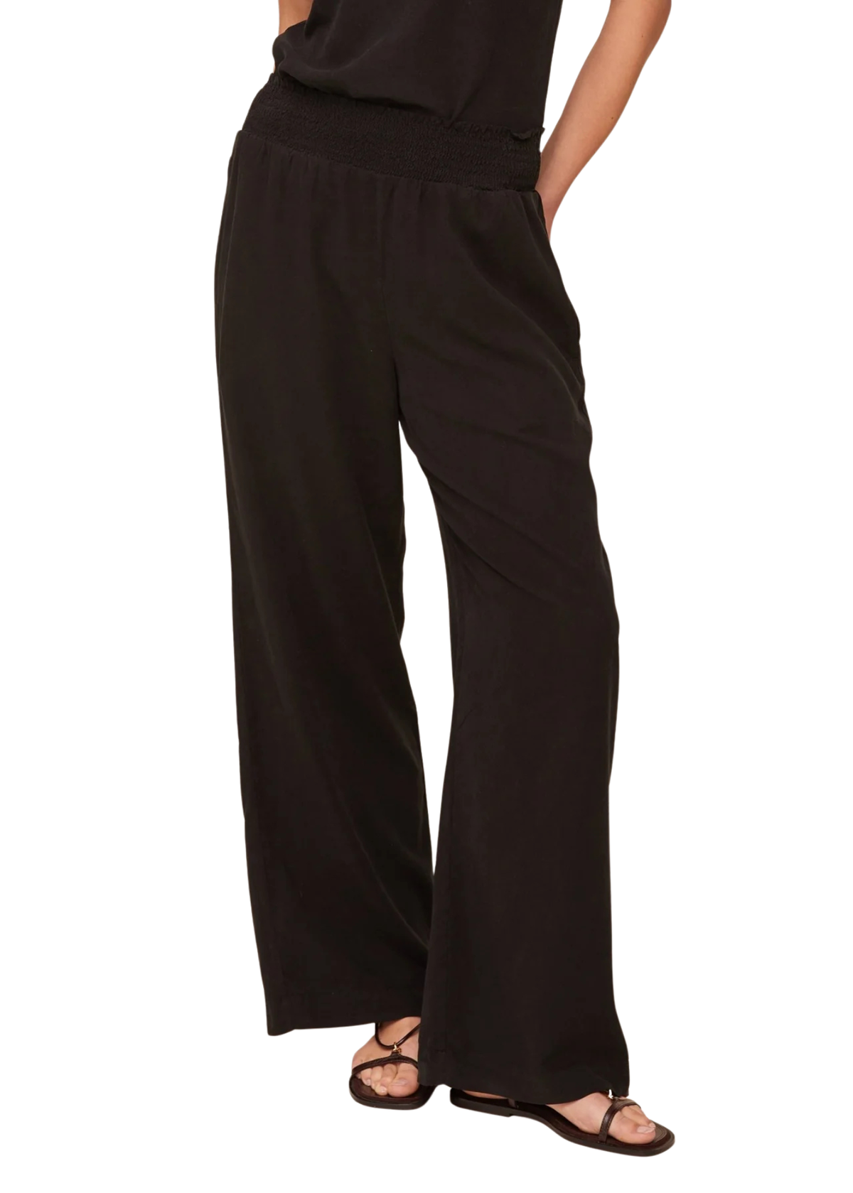 Smocked Waist Wide Leg Pant