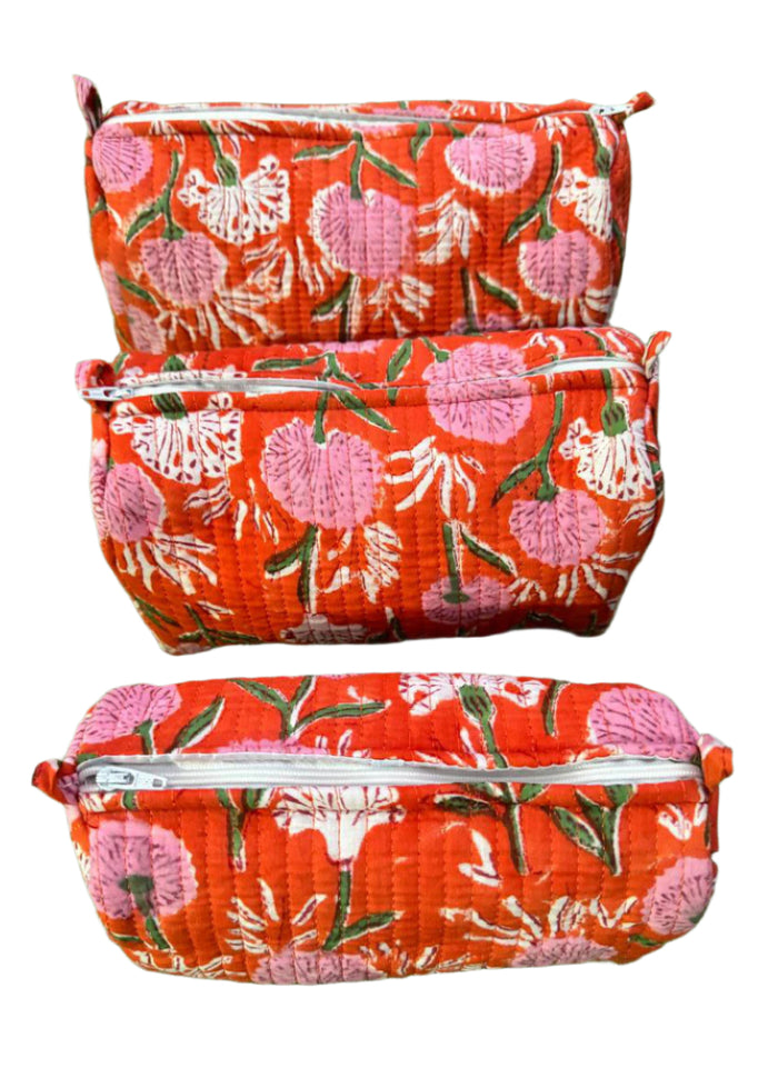 Quilted Cosmetic Bag  - Set of 3