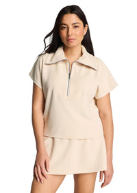 French Rib Short Sleeve Half Zip