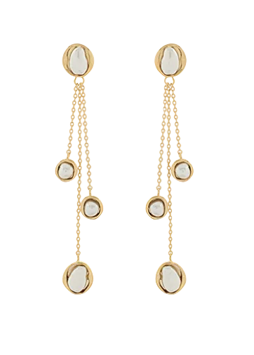 Fringe End Baroque Pearl Chain Earrings