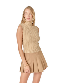 Cable Mock Neck Knit Top