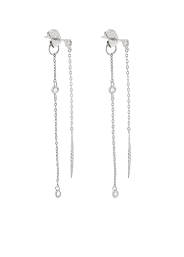 End Pave CZ Bar Chain Earrings