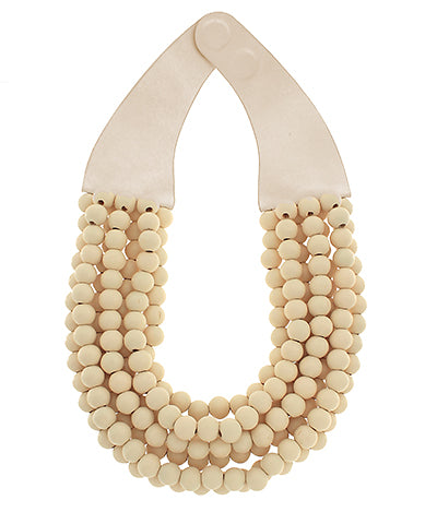 Wood Bead Statement Collar Necklace