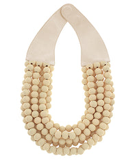 Wood Bead Statement Collar Necklace