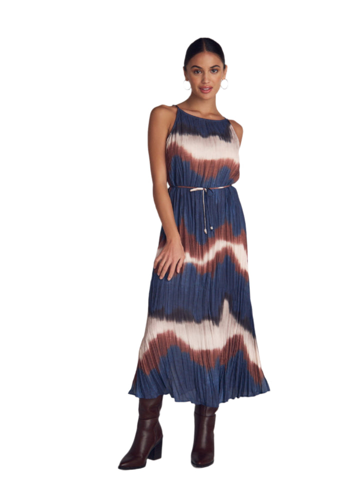 Pleated Side Slits Midi Dress