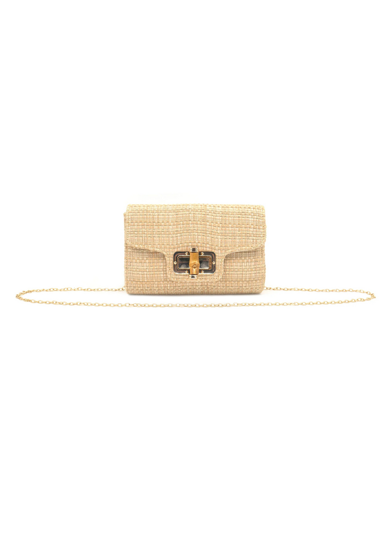 Alissa Woven Clutch w/ Bamboo Closure