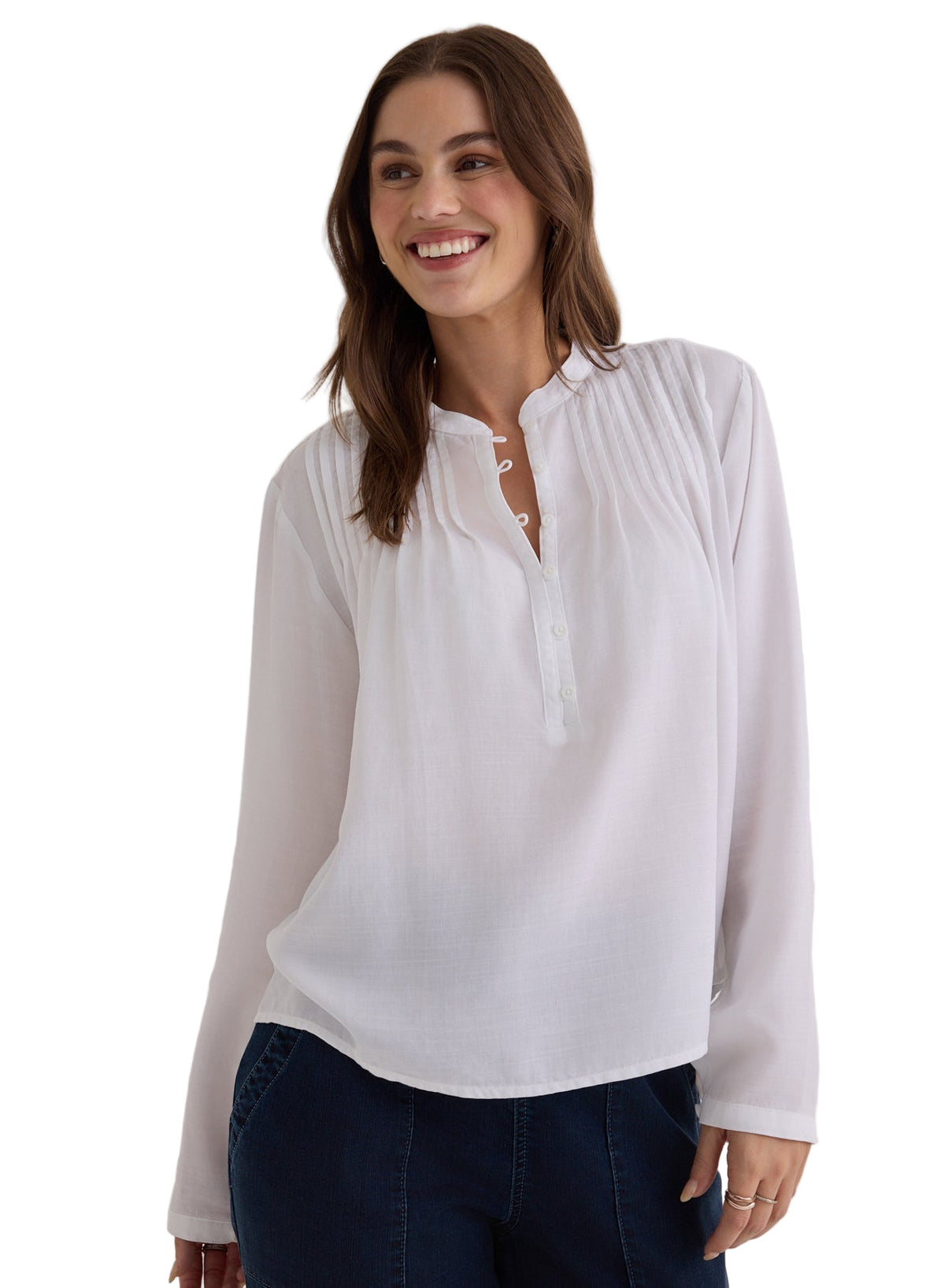 Long Sleeve Pintuck Pullover