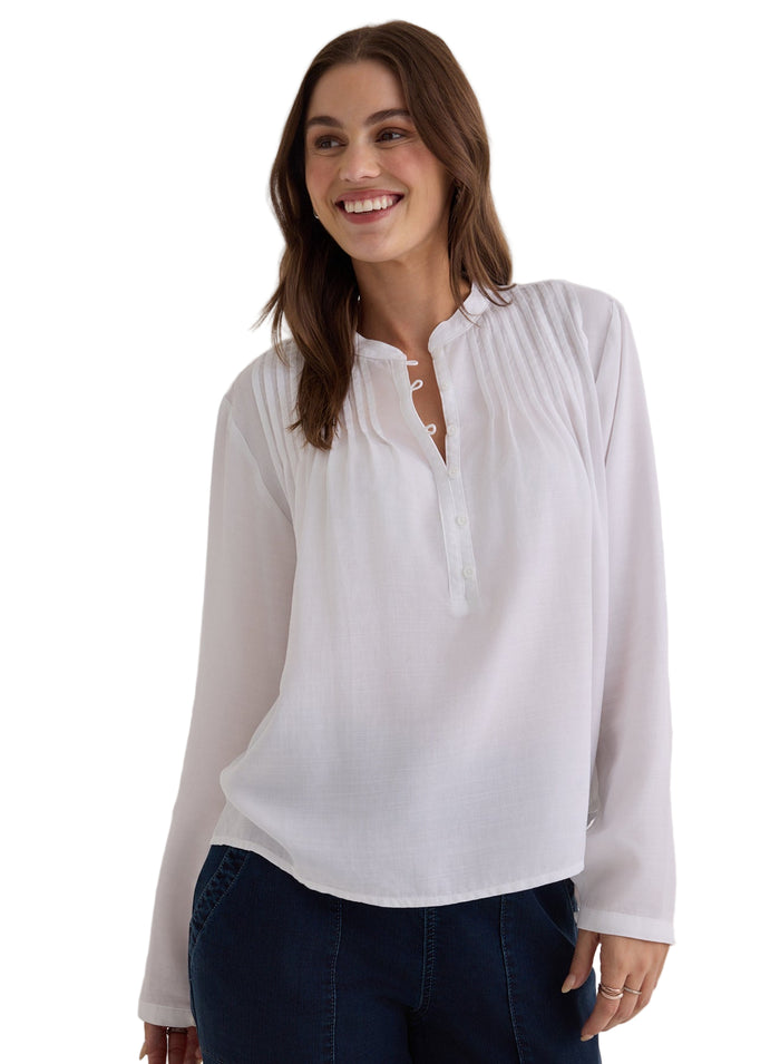 Long Sleeve Pintuck Pullover