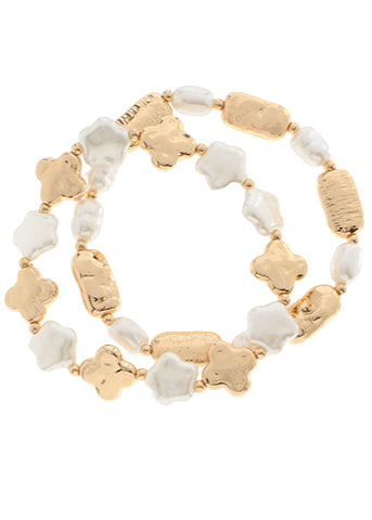 2 Row Clover & Star Linked Bracelet