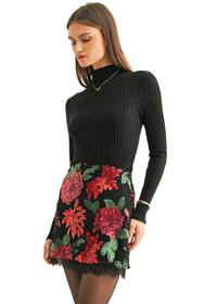 Brynlee Lace Hem Sequin Mini Skirt