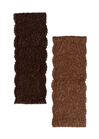 Wide Lace Elastic Headbands 2pc Set - Mocha & Chocolate