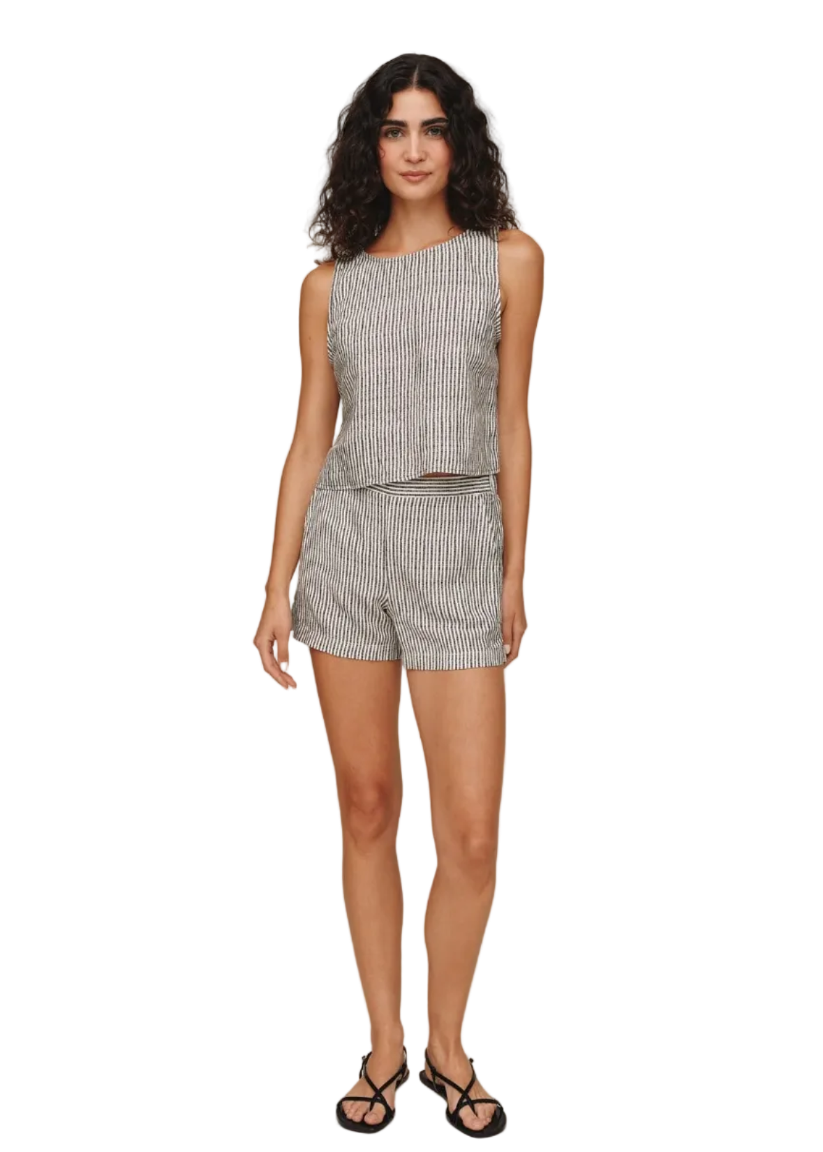 Sleeveless Boat Neck Split Back Top