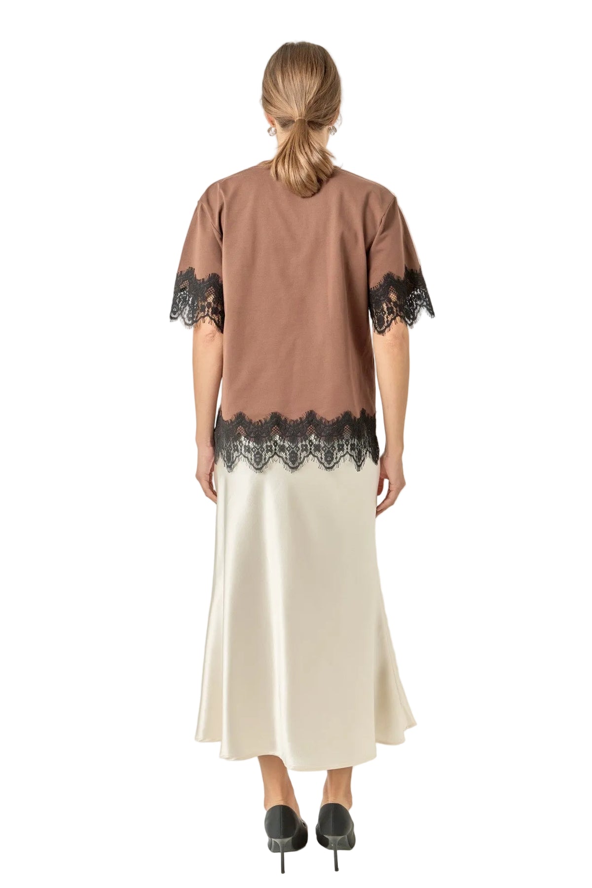 Satin Lace Trim Top