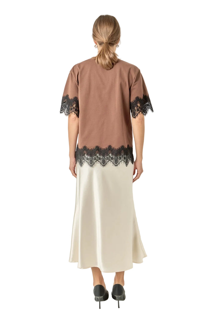 Satin Lace Trim Top
