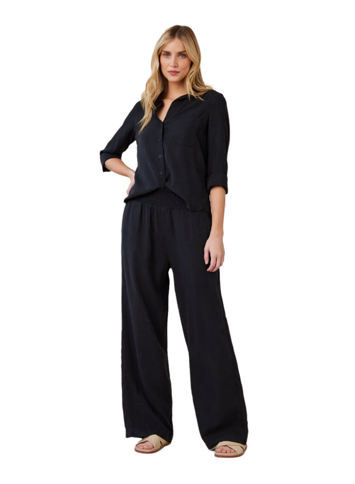 Smocked Waist Wide Leg Pant