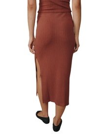 Clean Waist Knit Skirt w/ Side Slit - Autumn Amber