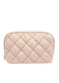 Quilted Puffer Nylon Cosmetic Dome Pouch