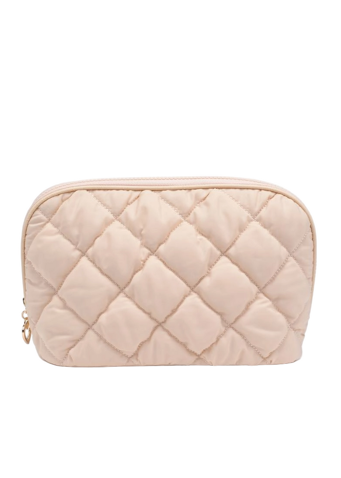 Quilted Puffer Nylon Cosmetic Dome Pouch