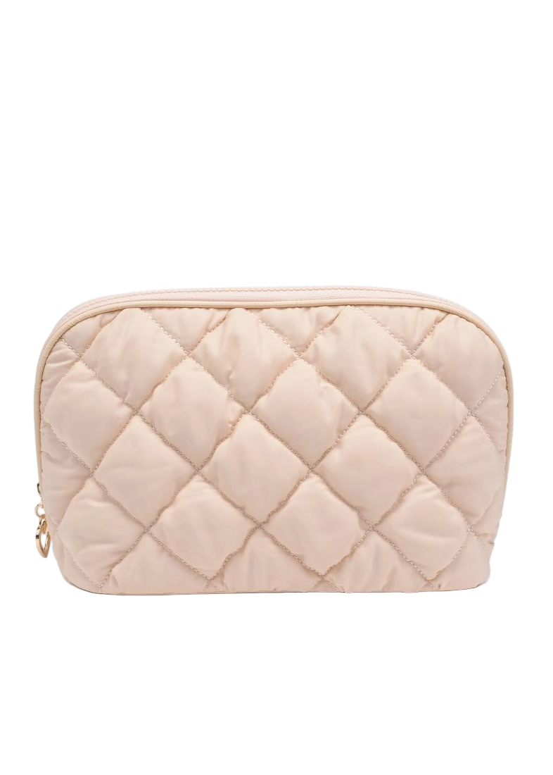 Quilted Puffer Nylon Cosmetic Dome Pouch
