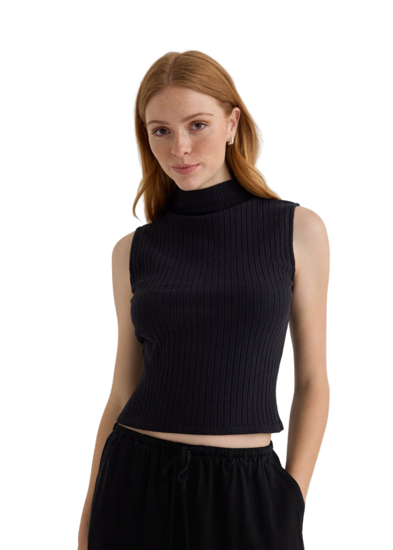 Sleeveless Mock Neck Top