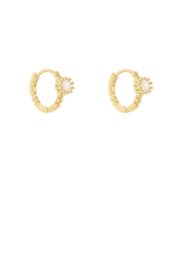 Accented Stone Huggie Stud Hoops-Gold/Clear