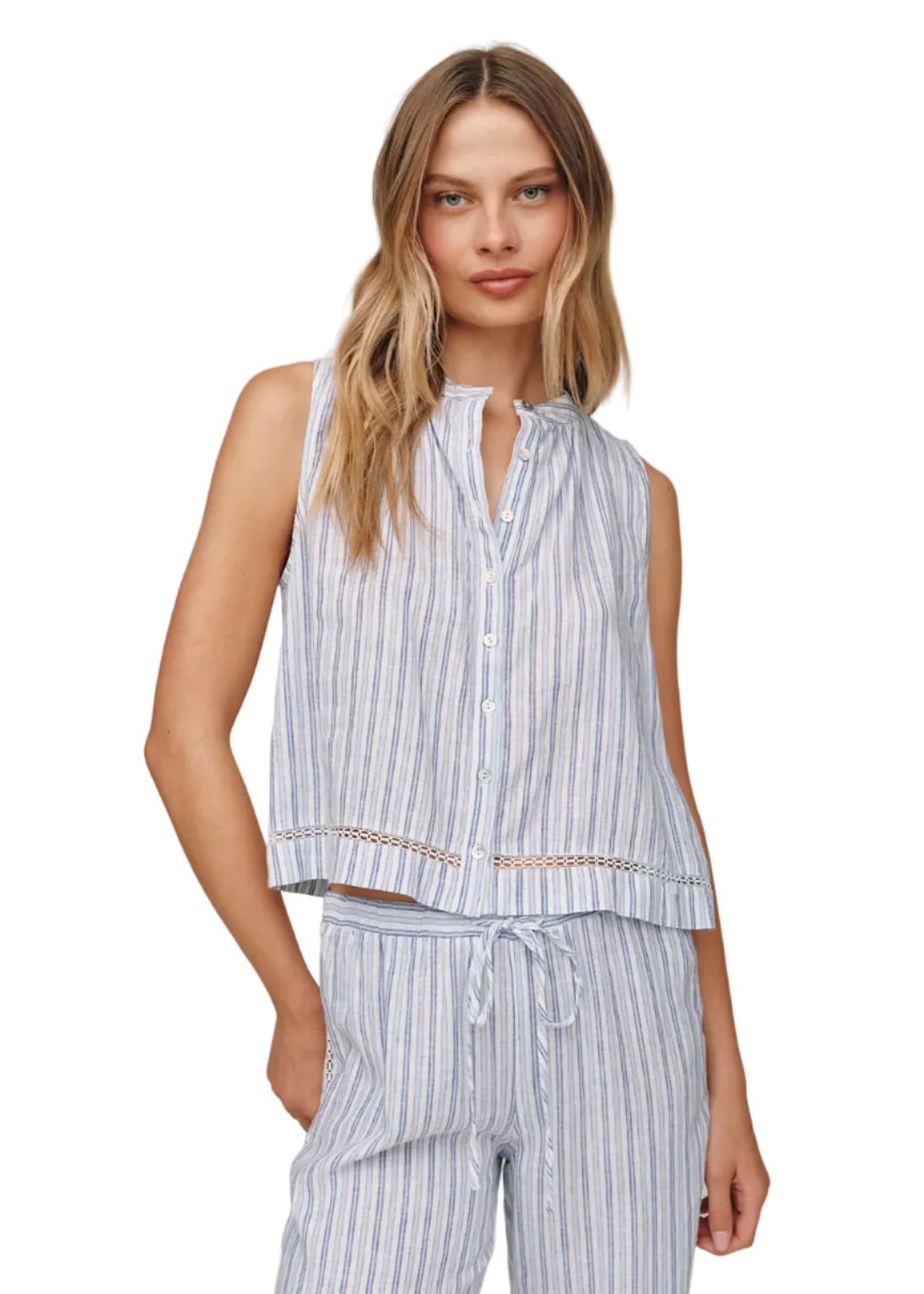 Sleeveless Button Front
