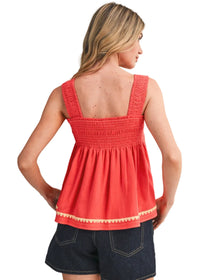 Sleeveless Smocked Swing Top