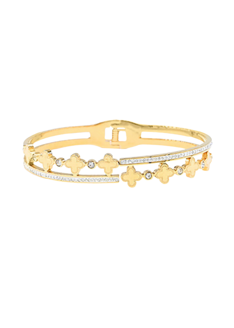 Layered Clover Bangle Bracelet