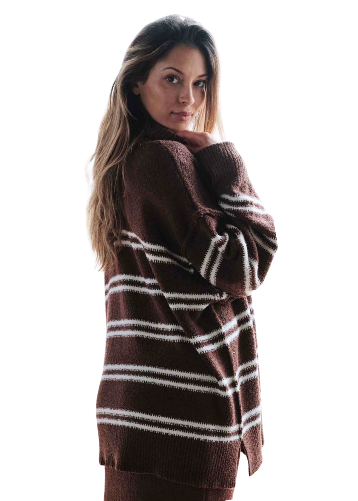 Striped Knit Quarter-Zip Sweater