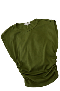 Joni Crew Neck Power Shoulder Top