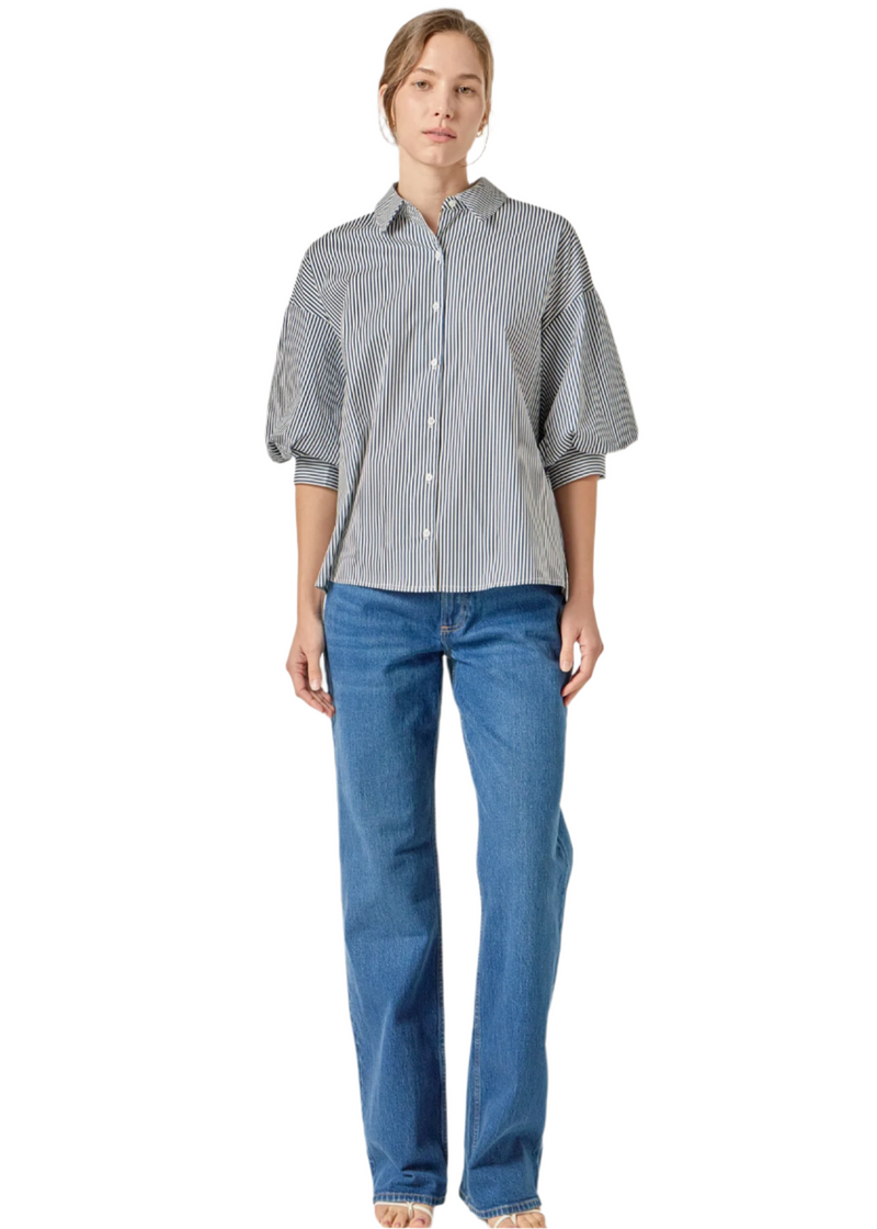 Elevated Striped Button Down Top