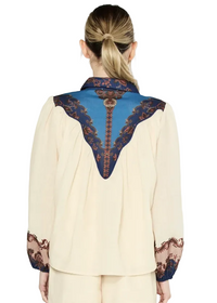 Sayla Engineer Print Button Down Blouse