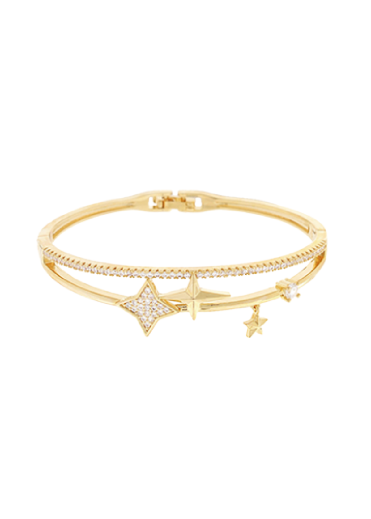 Paved CZ Star & Double Bar Bracelet