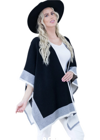 Two Tone Border Tight Knit Kimono