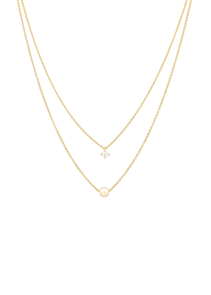 Double Layered Pearl Charm Neck