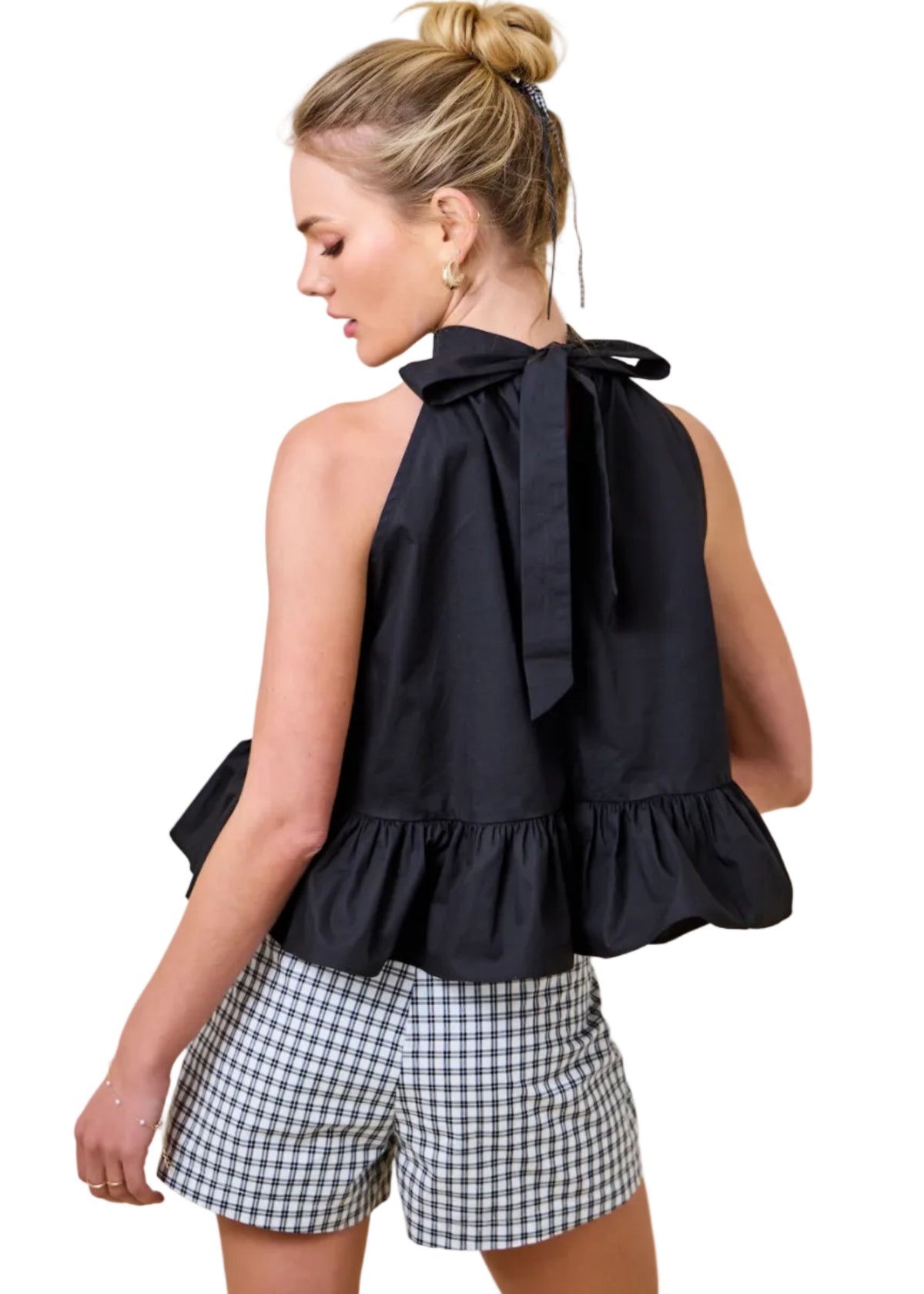 Halter Neck Gathered Peplum Top