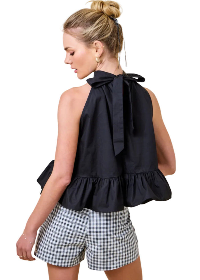 Halter Neck Gathered Peplum Top