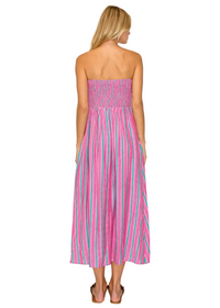 Raspberry Drift Tube Midi Dress