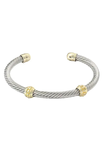 Cable Cuff Bracelet - Two-Tone